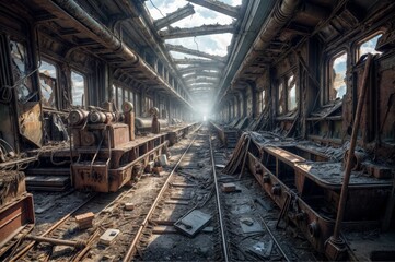 Wall Mural - Abandoned train station in the middle of the city.