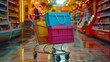 © rodrigo - shopping cart full of packages, winter season shopping