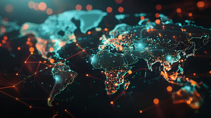 Wall Mural - abstract world map concept of global network and connectivity international data transfer and cyber 
