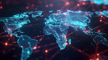 Wall Mural - abstract world map concept of global network and connectivity international data transfer and cyber 