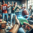 American Football Game on Phone with Hologram