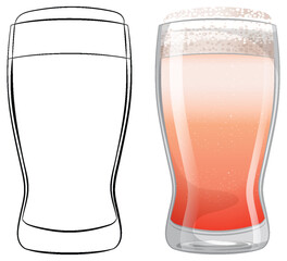 Sticker - Vector illustration of beer glasses, one empty, one full.