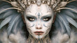 © Daniel L - An illustration of a woman in costume with a painted face and heavy makeup and wearing a feathered headdress. Mardi Gras.