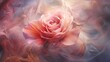 An artistic rendering captures a rose wrapped in swirling smoke, creating a mystic and visually captivating scene. Ai Generated.