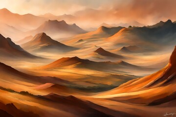 Wall Mural - Majestic plateaus painted in earthy tones, a tranquil symphony captured by a patient lens.