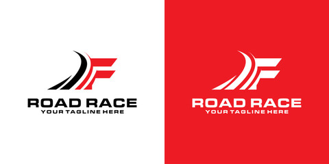 Wall Mural - letter F and road racing logo designs, racing logos, asphalt, asphalt roads, automotive and workshops