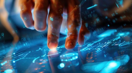 Fingers touching the screen on a touch screen, the latest technology. Generate AI image