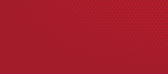 Abstract red vector banner with hexagon grid. Seamless pattern background