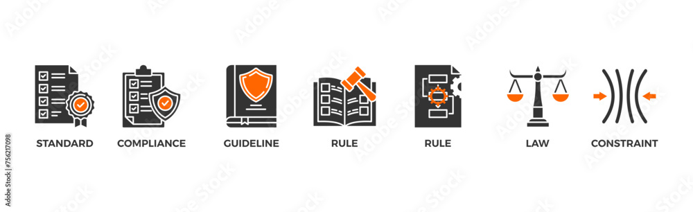 Regulation banner web icon vector illustration concept with icon of standard, compliance, guideline, rule, procedure, law and constraint	
