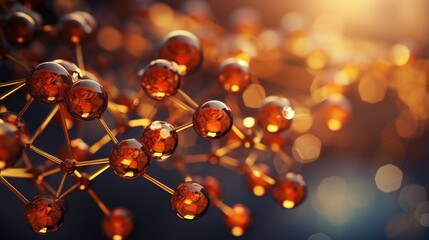 Wall Mural - abstract science background with atoms and molecules, illustration of molecular structure for backdr