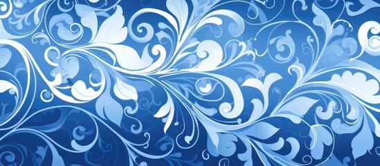 Canvas Print - Blue seamless pattern with ornamental design, ideal for various uses like pattern fills and wallpaper.