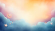© kichigin19 - Funny stars in the clouds, an emotional character with eyes and a smile, watercolor background image for children