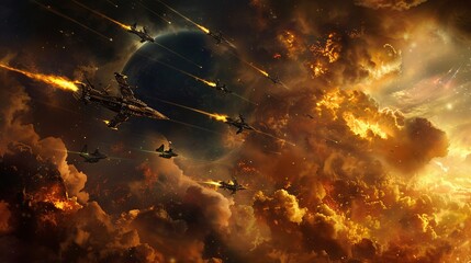 alien invasion a space battle in the sky generative ai