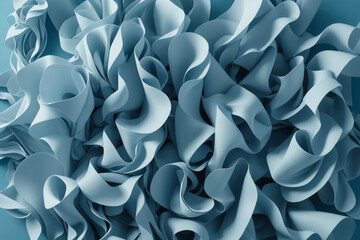 Wall Mural - close up of a blue and white fabric with a lot of folds