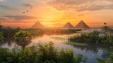 Fototapeta Natura - Sunset Serenade A Glimpse of Ancient Egyptian History Generative AI