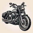 Classic motorcycle front view concept in vintage monochrome style isolated vector.