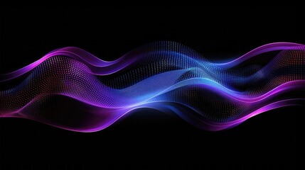 vibrant abstract digital landscape with flowing neon lines and dots on a dark backdrop, depicting fu