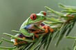 Frog in Focus A Red-Eyed Amphibian's Close-Up Generative AI