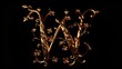 Golden W Letter with Flower Decoration Generative AI