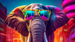 happy elephant with funny sunglasses