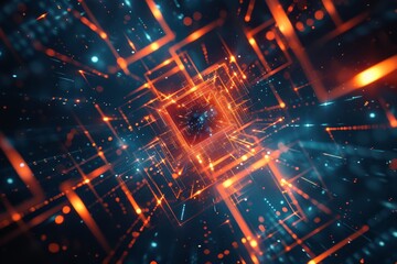 abstract interface line abstract futuristic technology background. generative ai