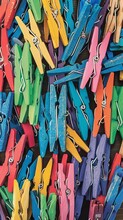 Assortment Of Colorful Clothespins Detailed And Vibrant