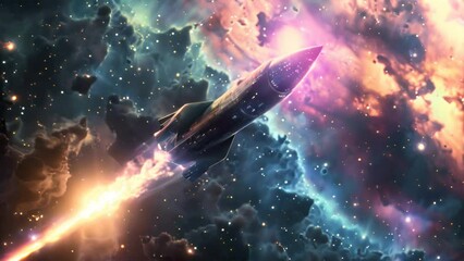 Wall Mural - Journey to the Stars: Futuristic Spaceship Soaring Through Space