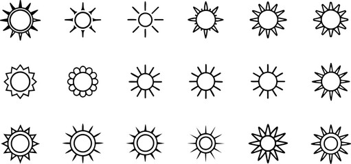 Wall Mural - Sun icon set, Sun symbol vector