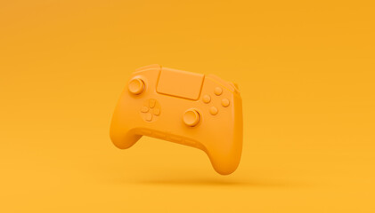 Canvas Print - Video game joystick or gamepad in plain monochrome yellow color background