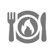 Diet meal or dish and weight loss icon. Calories burning fitness food vector.