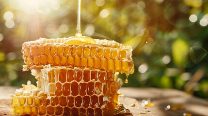 Wall Mural - fresh honey in comb