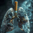 Closeup of human lungs damaged by smoking, cigarettes and smoke