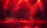 Fototapeta  - dynamic red gritty spotlight stage design, wwe style edged background, Generative AI 