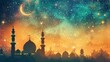 Eid celebration: vibrant ramadan islamic background with festive decorations and ornate calligraphy, symbolizing unity and joyous traditions