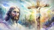 Jesus Dies on the Cross, The Crucifixion and Death, Powerful Christian Art Depicting Sacrifice, Redemption, and Divine Love for Easter | Religious Painting of Crucified Messiah and Resurrection