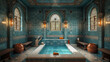 interior of Turkish bath hammam, It involves a steamy environment where bathers relax and cleanse their bodies
