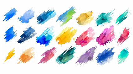 Wall Mural - collection of a beautiful and colorful watercolor stroke sets isolated on white background.