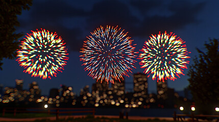 Poster - fireworks in the city