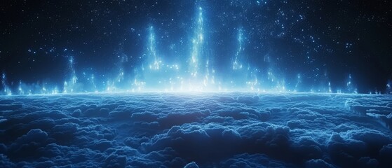 Aufkleber - Blue neon light background of a city