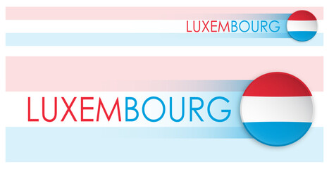 Wall Mural - Luxembourg flag horizontal web banner in modern neomorphism style. Webpage Luxembourg country header button for mobile application or internet site. Vector