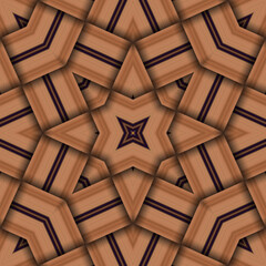 Seamless woven star pattern of stripes and lines. Square abstract pattern.