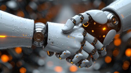 Aufkleber - Robot shaking hands. Handshake moves. Vector illustration. Isolated on white.