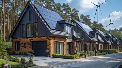 Poster - A new generation of family homes that use solar panels and wind turbines