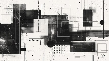 Wall Mural - Abstract art background with black geometric lines and shapes