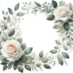 Wall Mural - Watercolor illustration of anthurium and roses frame. Ideal for invitation and social media, wedding, proposal