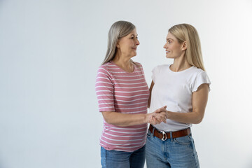 Mom and daughter feeling good and happy together