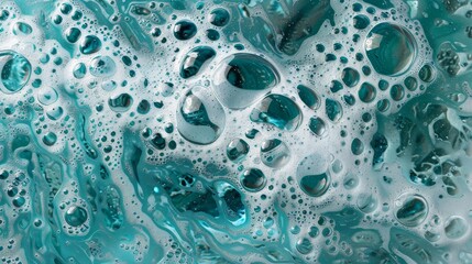 Wall Mural - a top view photo of a editorial shot of a soapy water, pure, clean, beautiful studio lighting, scandinavian