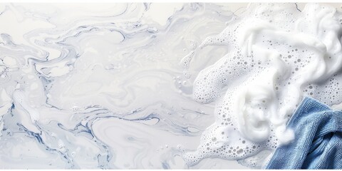 Wall Mural - a top view photo of a editorial shot of a soapy water, pure, clean, beautiful studio lighting, scandinavian