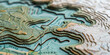 Closeup view of a detailed topographic map with elevation contours.