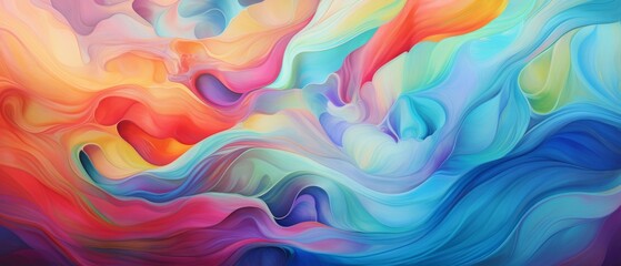 Wall Mural - Modern Abstract Organic panorama wallpaper background, bright colors, silk, ultra-resolution, amazing detail, banner Design, Elegant, wave background for document present